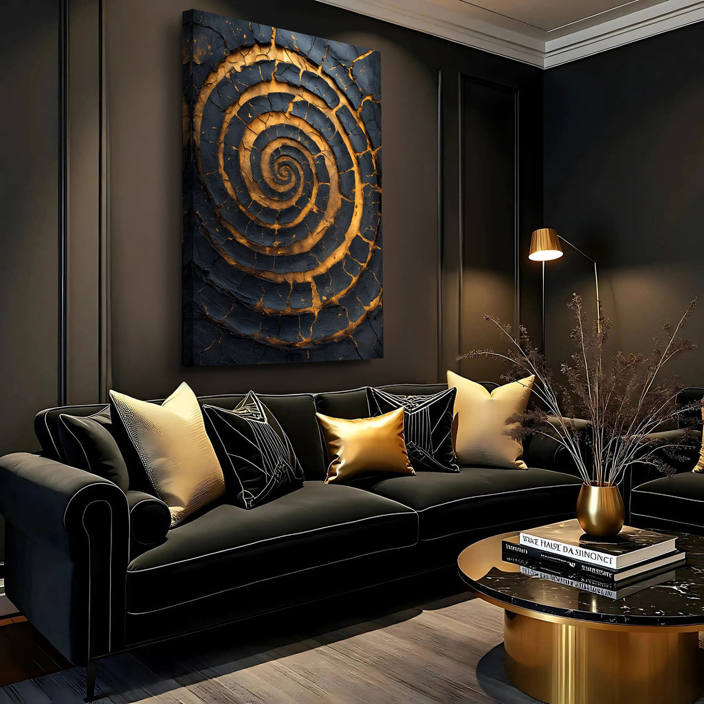 Black and Gold Spiral Wall Art
