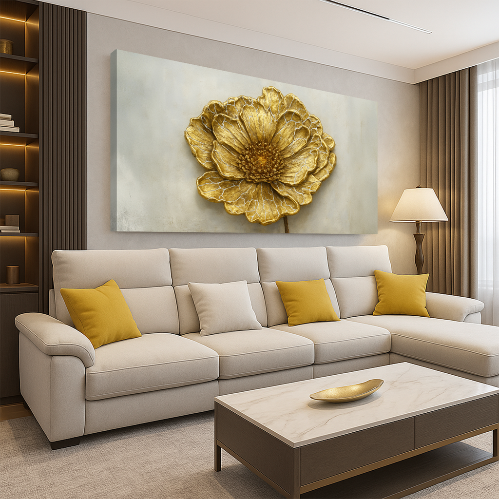 Golden Dandelion Minimalist Abstract Wall Art VI