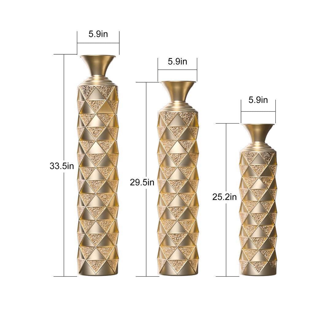 Semi – Handmade Metal Floor Vase Set of 3