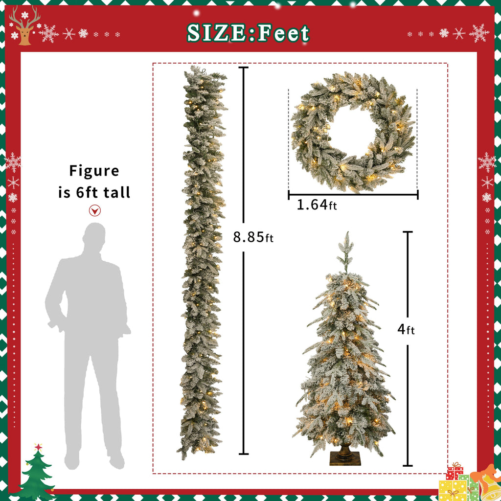 Pre – lit Christmas Artificial Tree 4 – Piece Set