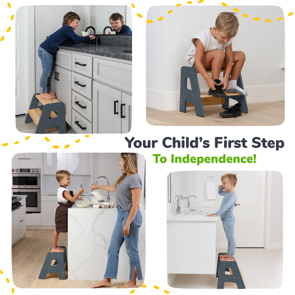 2 – Step Wooden Stool for Toddlers(Step Stool for Children Ages 2+)