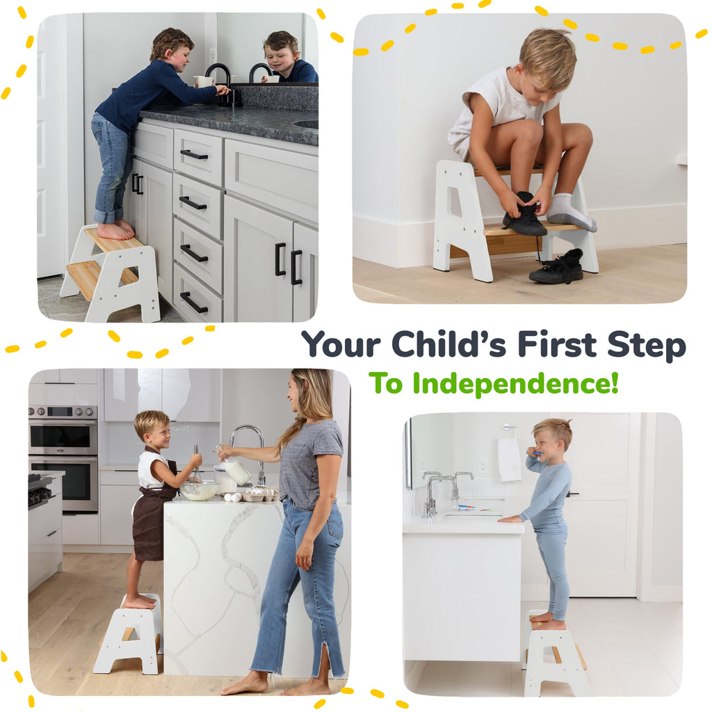 2 – Step Wooden Stool for Toddlers(Step Stool for Children Ages 2+)