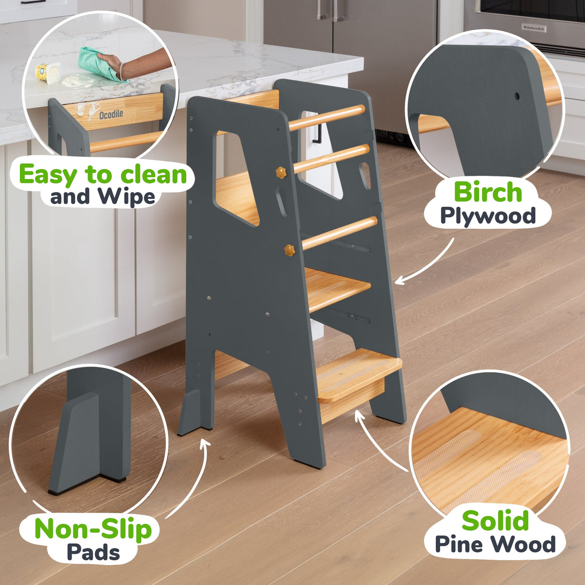 Montessori Toddler Tower – Adjustable Kitchen Stool Helper