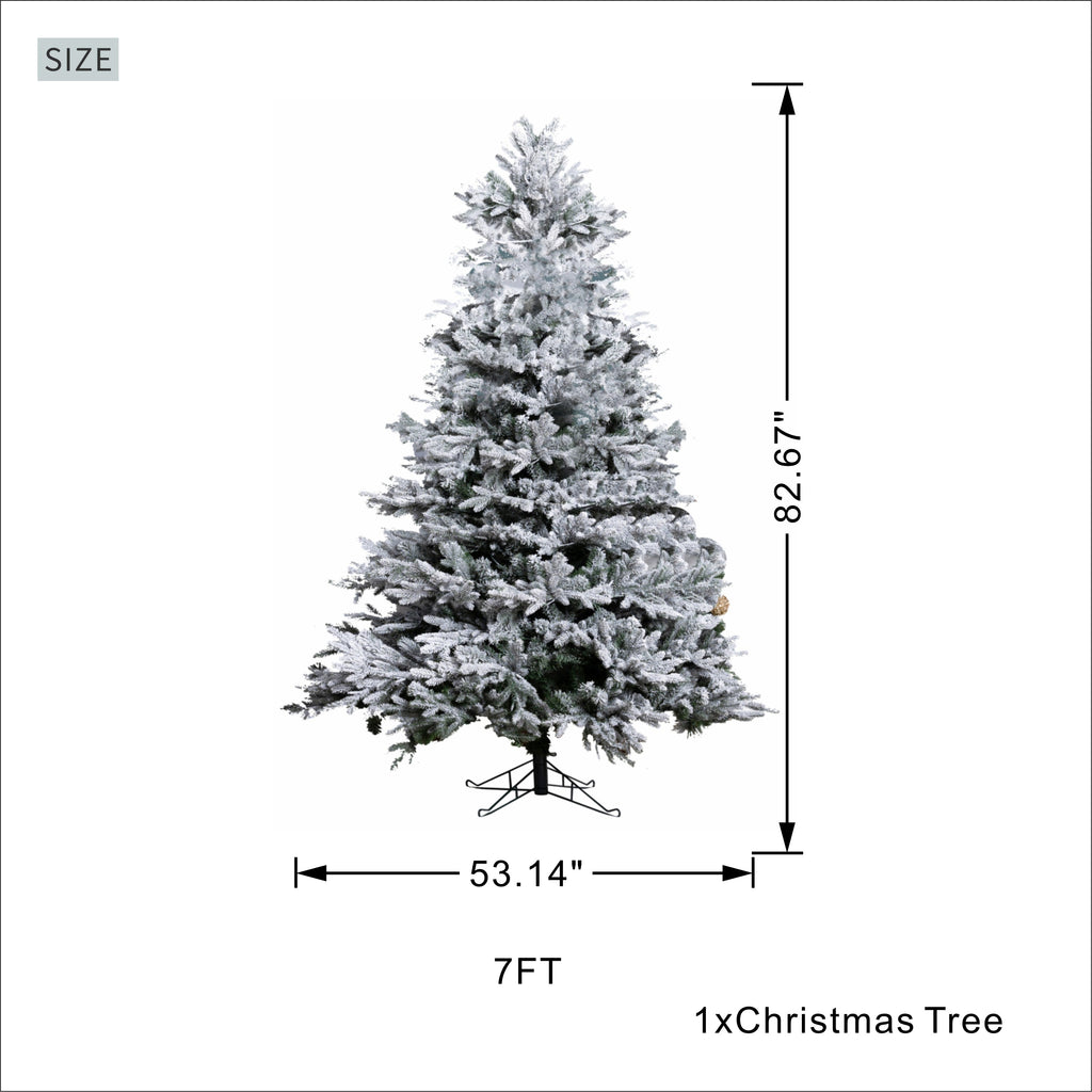 7 FT Snow – Flocked PE/PVC Hybrid Christmas Tree
