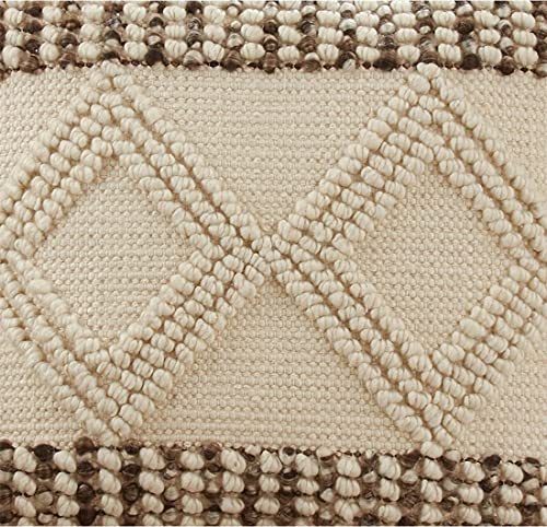 Fennco Styles Woven Textured with Diamond Design Decorative Throw Pillow Cover 18" W x 18" L – Ivory Square Cushion Case