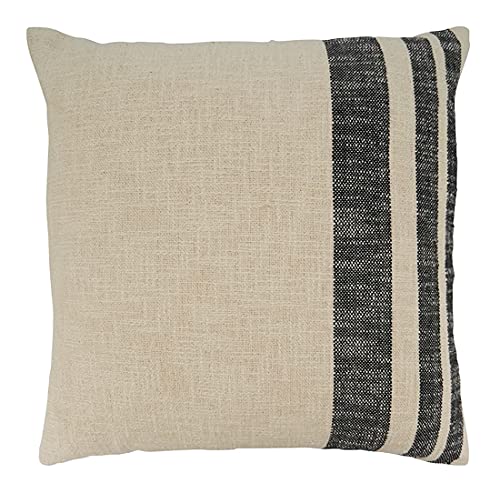 Fennco Styles Woven Striped Decorative Cotton Throw Pillow 20" W x 20" L – Natural Textured Cushion for Home, Couch, Bed