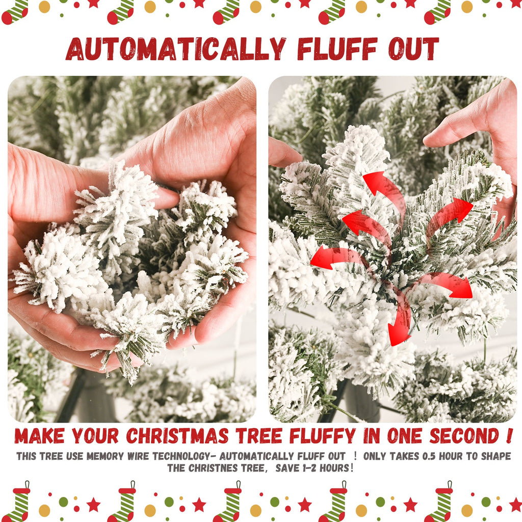 4FT Flocked Christmas Tree with 150 Warm White LED Lights