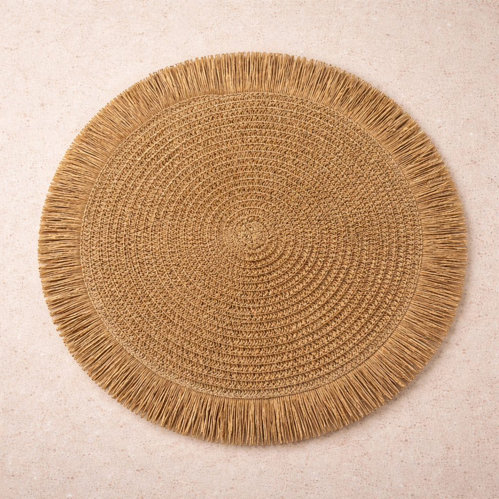 Santorini Straw Fringe Placemats – 15"