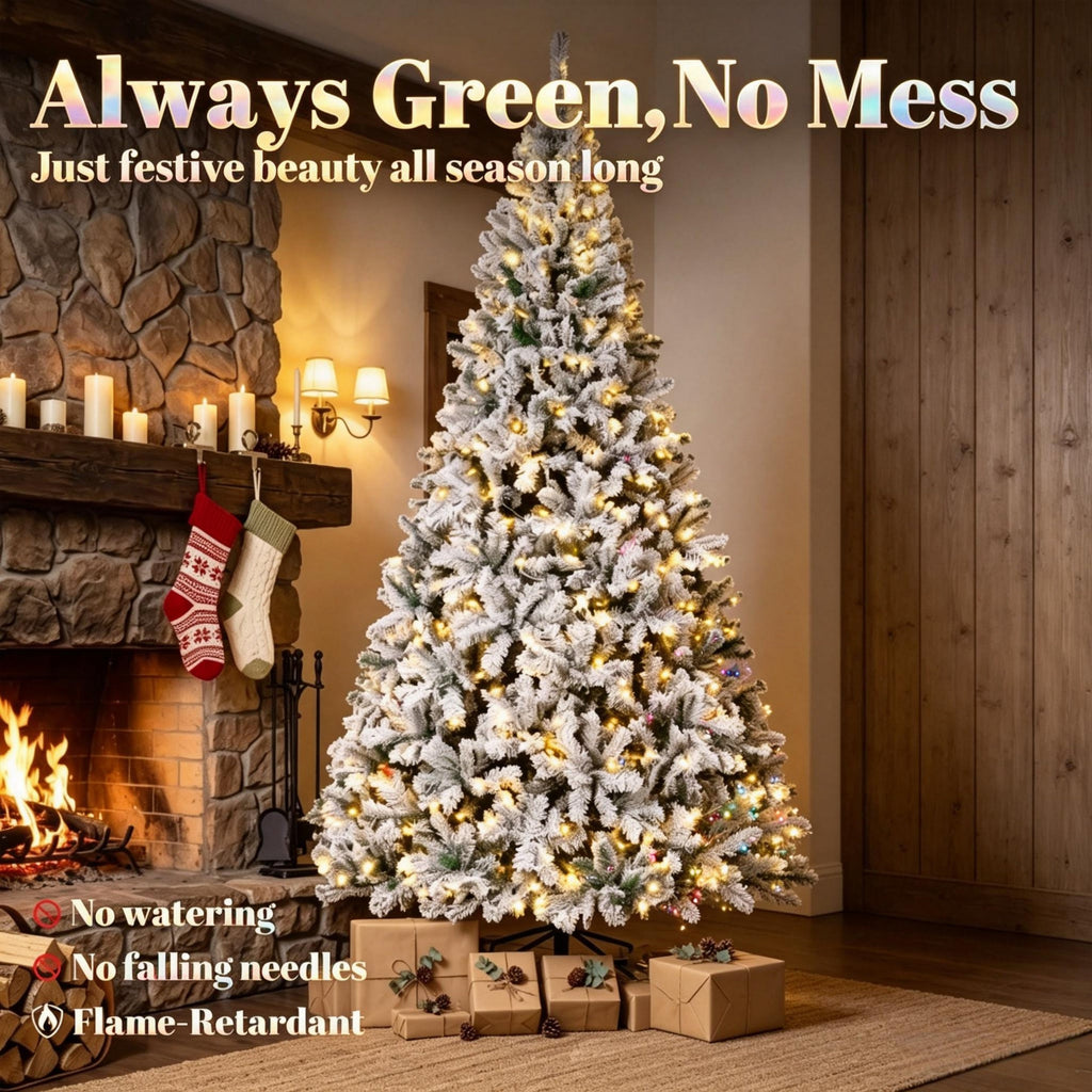 6 ft Pre – Lit Flocked Fraser Fir Artificial Christmas Tree