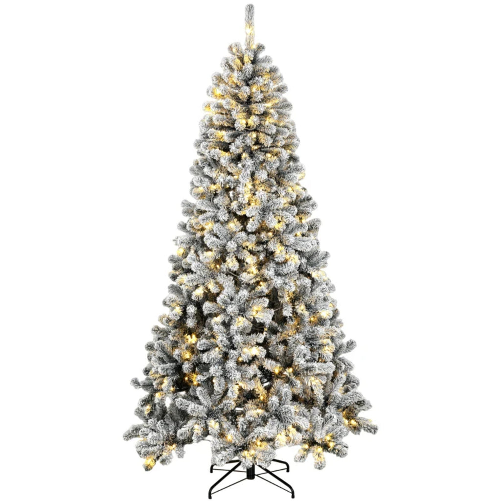 6 ft Pre – Lit Snow – Flocked Northern Pine Artificial Christmas Tree
