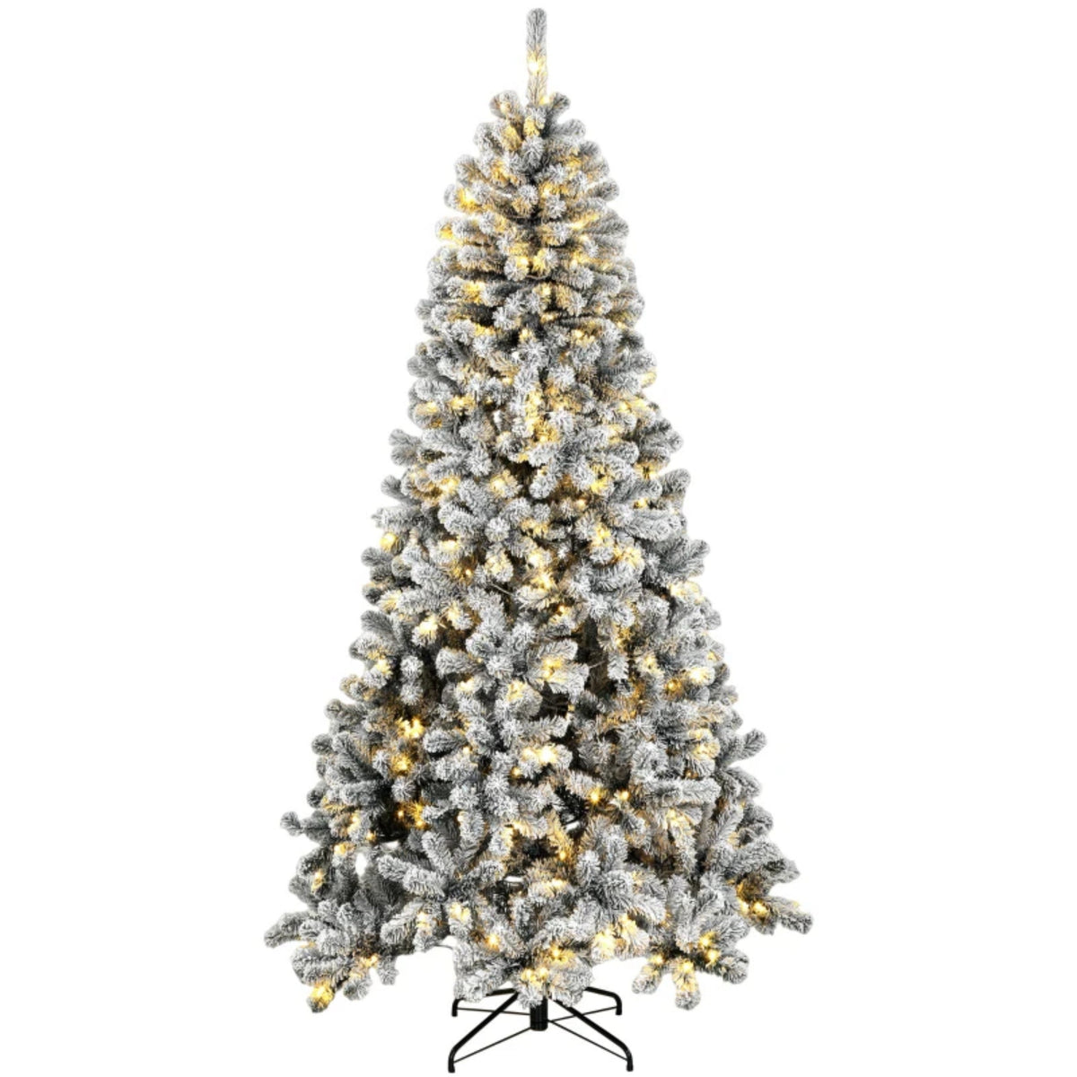 6 ft Pre – Lit Snow – Flocked Northern Pine Artificial Christmas Tree
