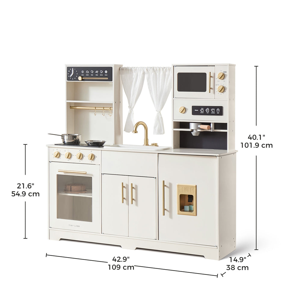Tiny Land® Play Kitchen with Running Water – Iconic Aqua Kitchen in Cream