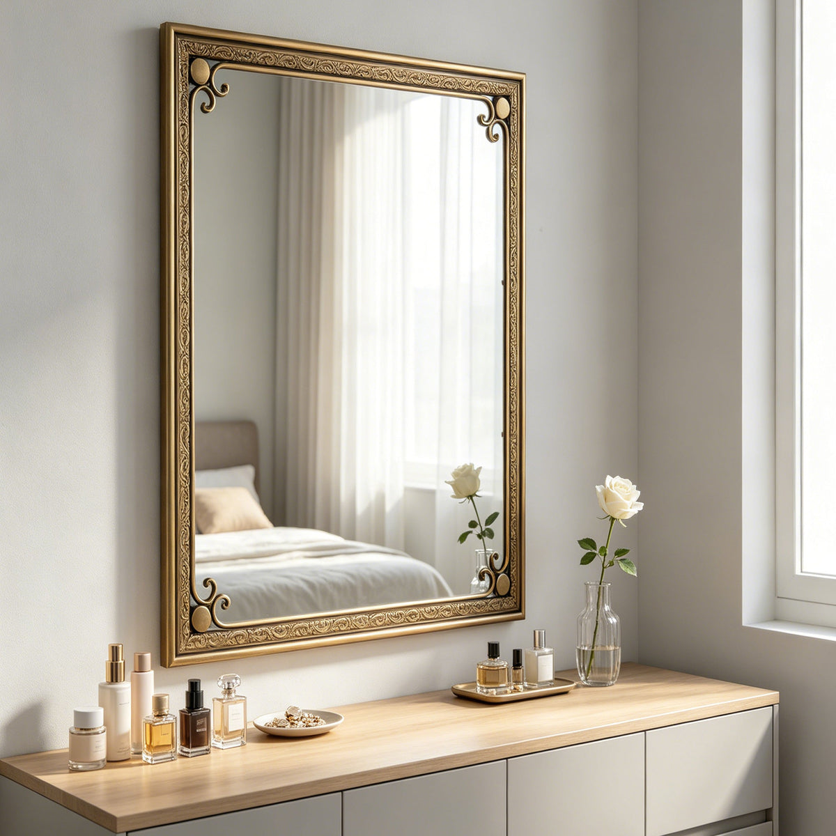 Gold Bathroom Vanity Mirror for Wall 24' x 36' Modern Rectangle Mirror