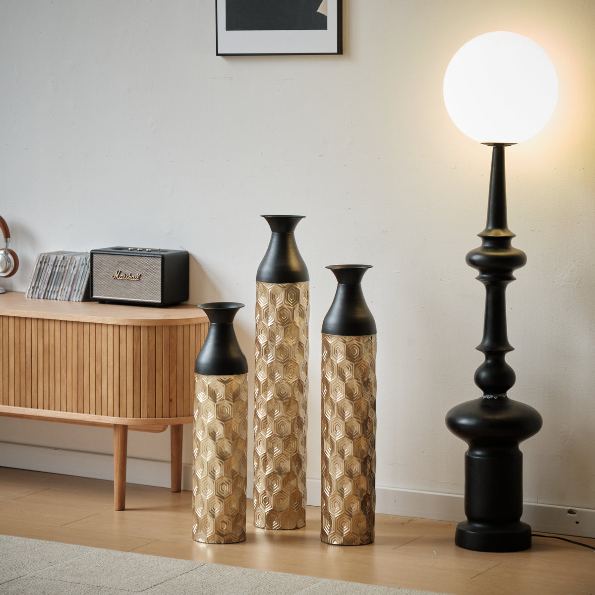 Floor Metal Vases Decorated