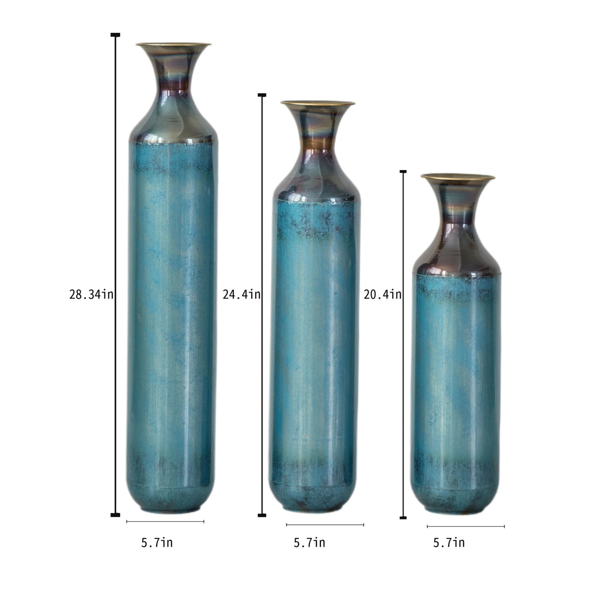 Torch – Fired Metal Vases Set of 3, Tall