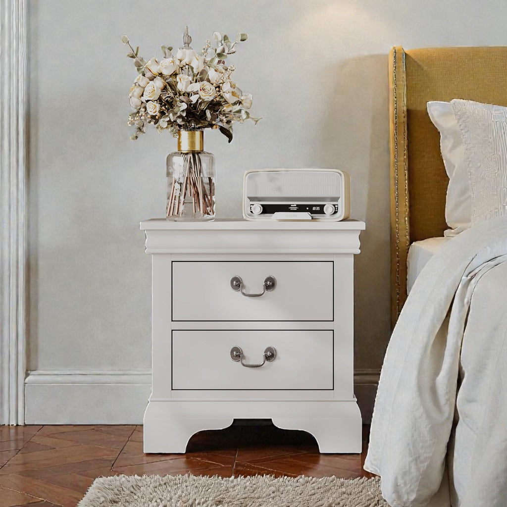 Classic Wooden Nightstand – White
