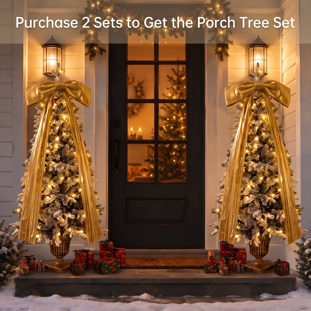 6FT Pre – Lit Flocked Christmas Tree with Real Pine Cones