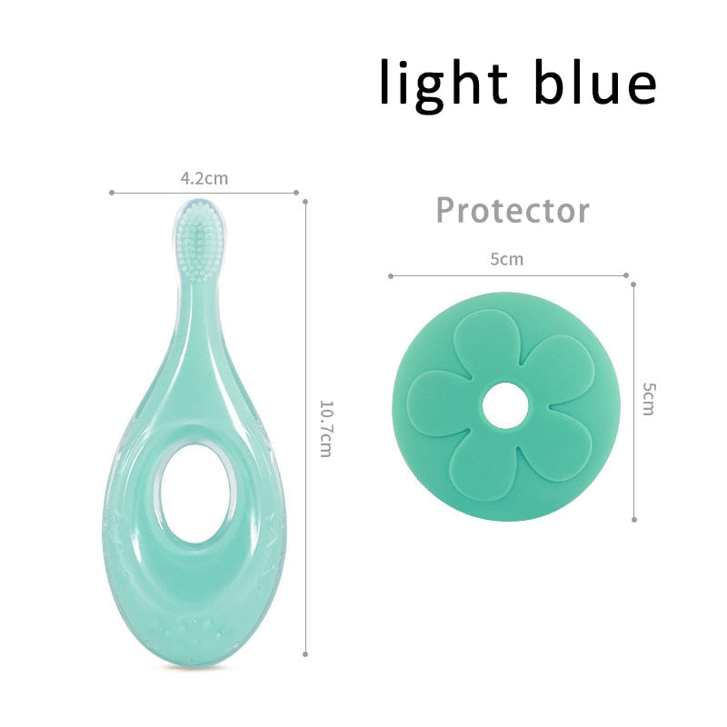 1Pcs Silicone Baby Training Toothbrush Solid Color Short Handle Baby Kids Toothbrush Cute Cartoon Baby Oral Care Toothbr