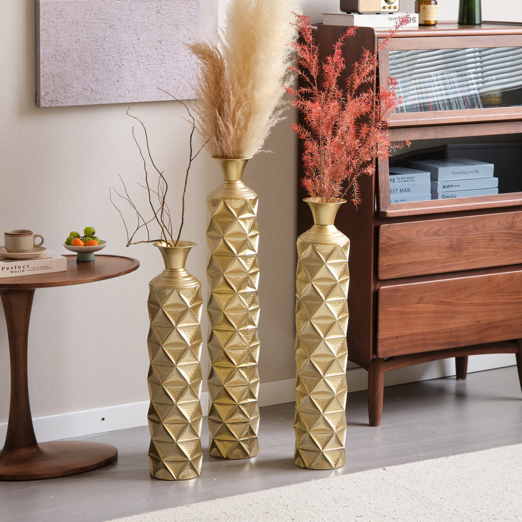 Semi – Handmade Metal Floor Vase Set of 3