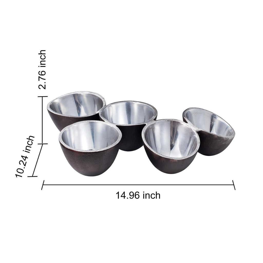 5 Bowl Organic Set – Modern Multi Section Serving Dish | Bowls for Snacks Salads Fruits Desserts