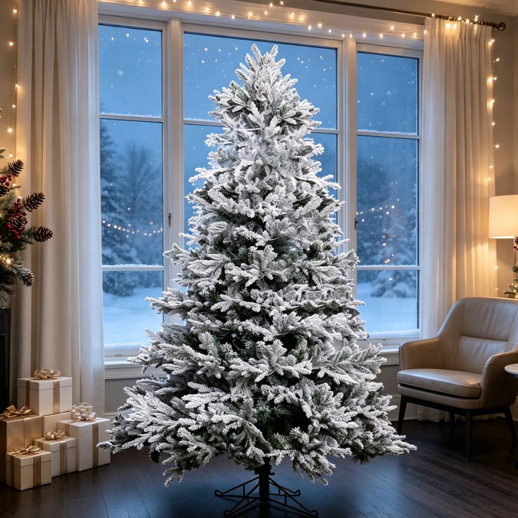 7 FT Snow – Flocked PE/PVC Hybrid Christmas Tree
