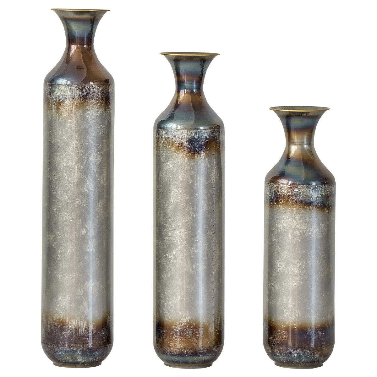 Hand – Forged Metal Vases Set of 3