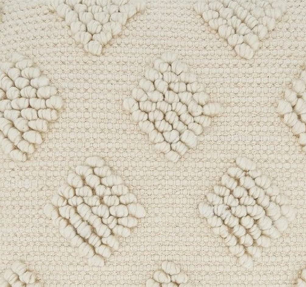 Fennco Styles Pom Pom Diamond Decorative Throw Pillow Cover 18" W x 18" L – Ivory Square Cushion Case for Home, Couch, B