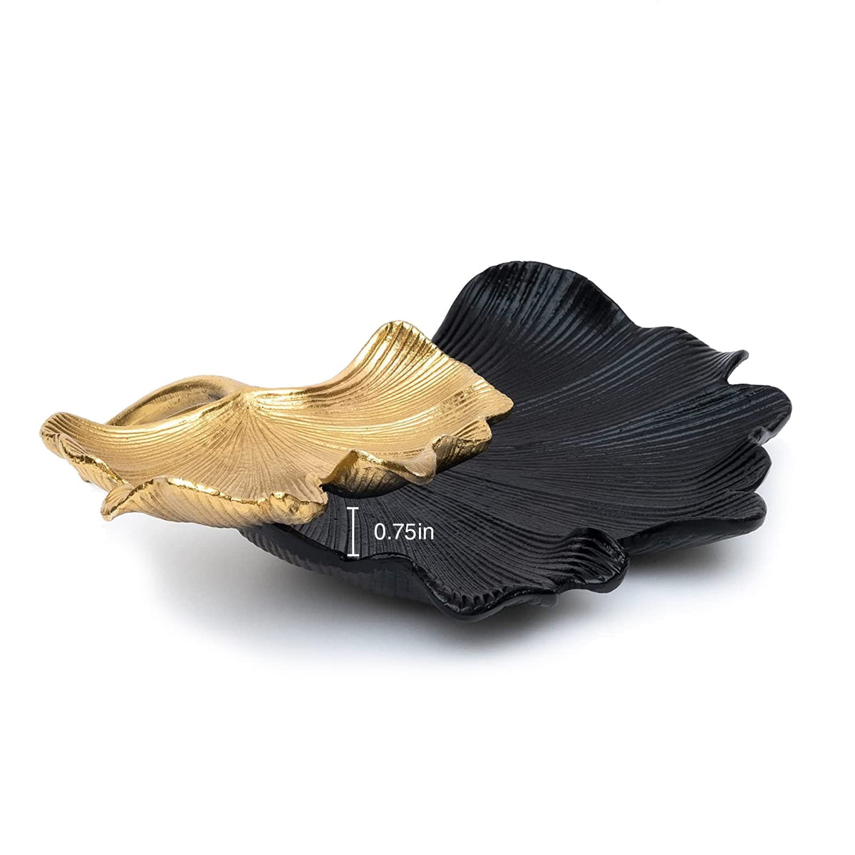 Black & Gold Ginkgo Leaf Tray, 2 – Tier Centerpiece