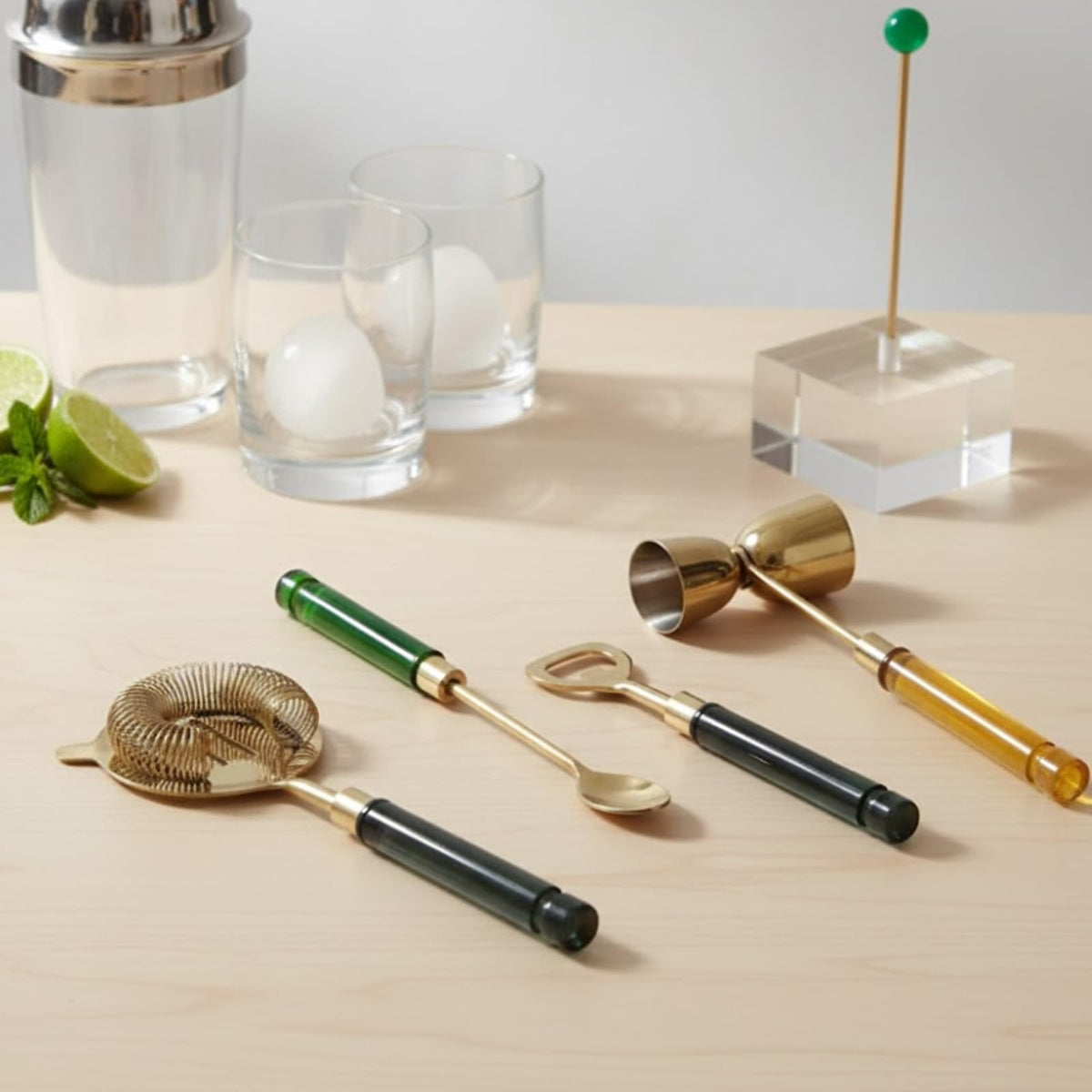 5 – PC Gold Bartender Kit with Stand & Color Handles