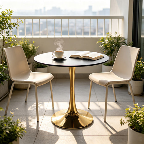Mid – Century Tulip Dining Table with Black Marble Top