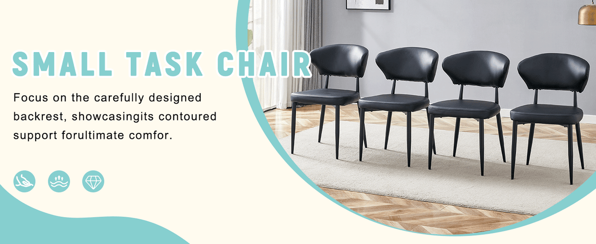 Black Minimalist Ergonomic Dining Chair – Set of 4