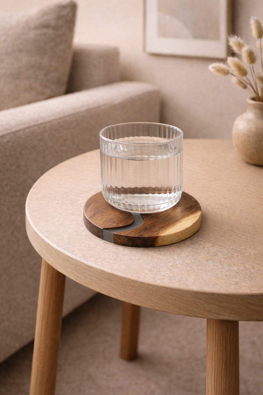 Ibiza Teak Wood & Resin Coaster Set – 4 Piece