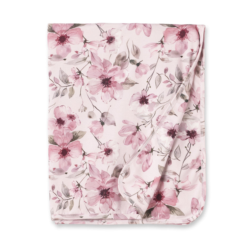 Watercolor Floral Baby Stroller Blanket – Bamboo
