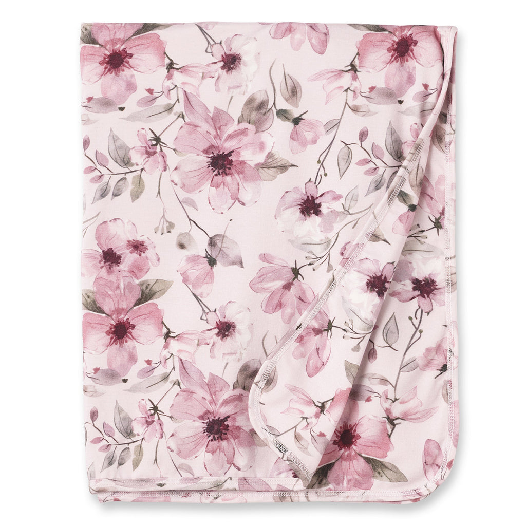 Watercolor Floral Baby Stroller Blanket – Bamboo