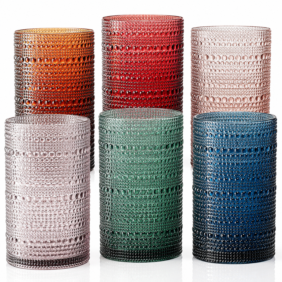 Eze Acrylic Highball Hobnail Glassware, Set of 6