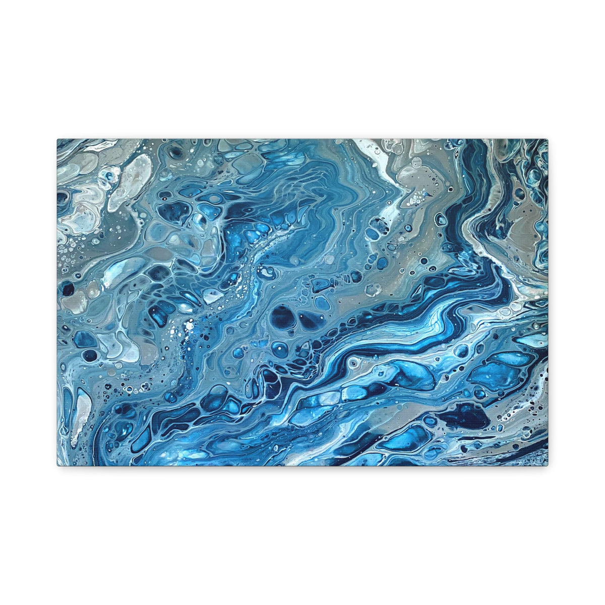 Bespattered Facade Blue Marble Stretched Matte Canvas Art Prints | Multiple Sizes