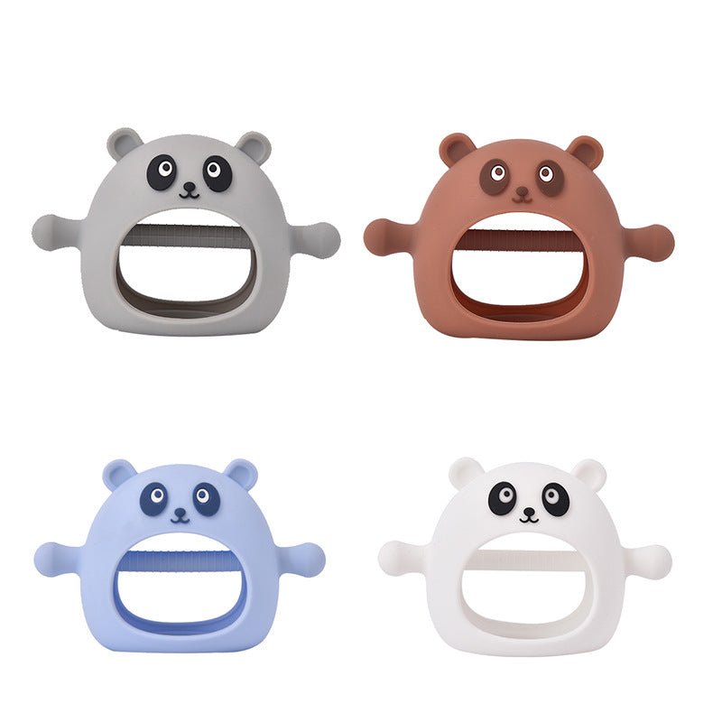 Baby Gloves Teething Rubber Silicone Baby Anti – Eating Hands Soothing Rattles Hand Ring Teething Stick Bite Toy