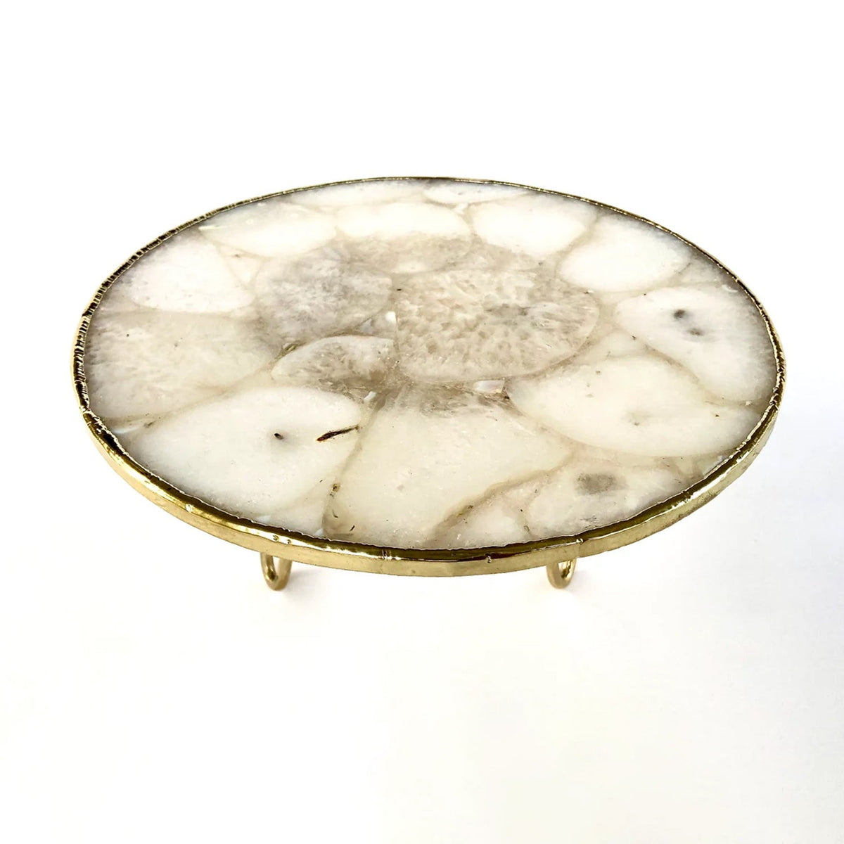 White Crystal Agate Cake Stand/Centerpiece/Display Stand/Tray 10"