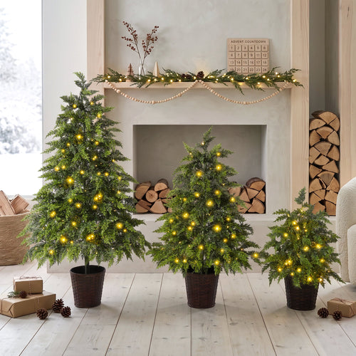 3 – Piece Pre – Lit Christmas Tree Set with Warm Lights