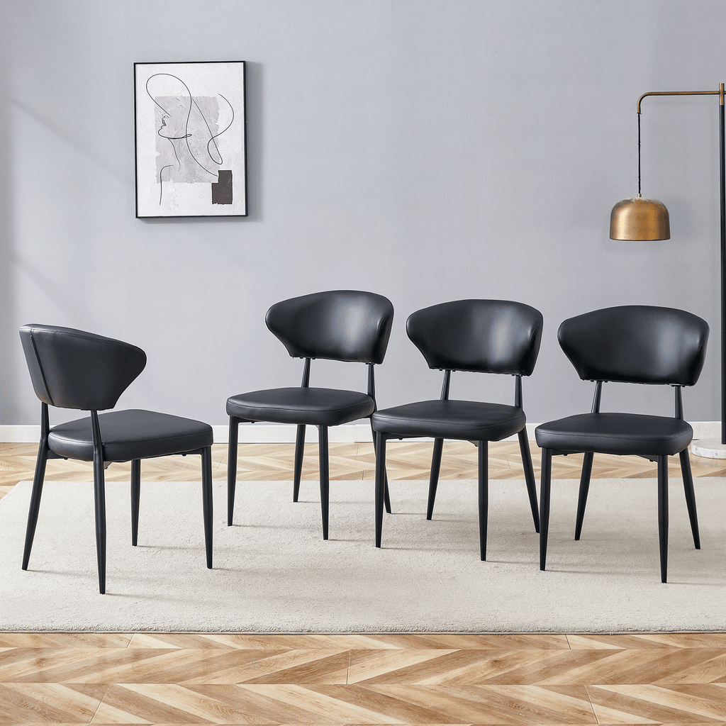 Black Minimalist Ergonomic Dining Chair – Set of 4