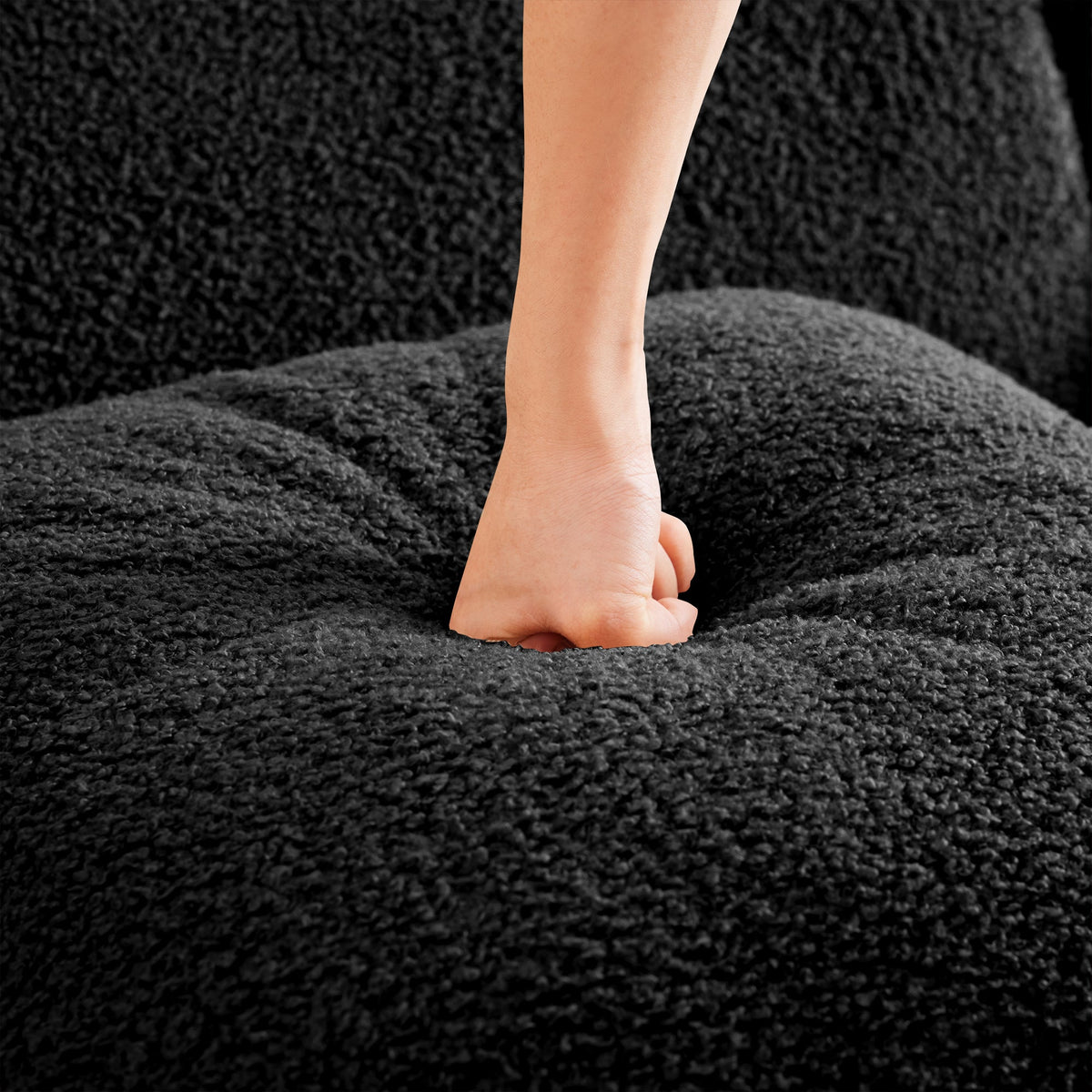 Armless Sofa With Pillow – Teddy Fabric in Black