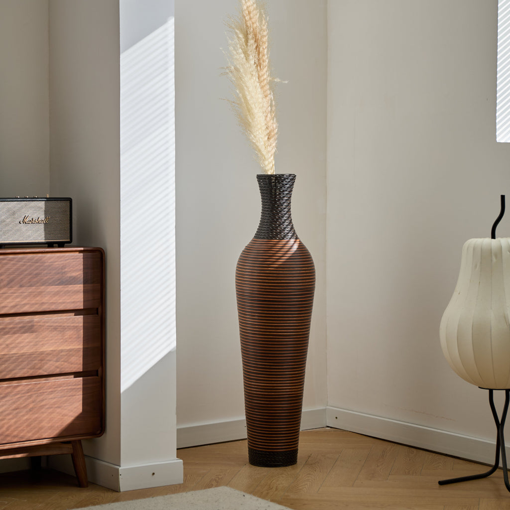 Hand – Woven PVC Rattan Floor Vase, 39 Inch Tall