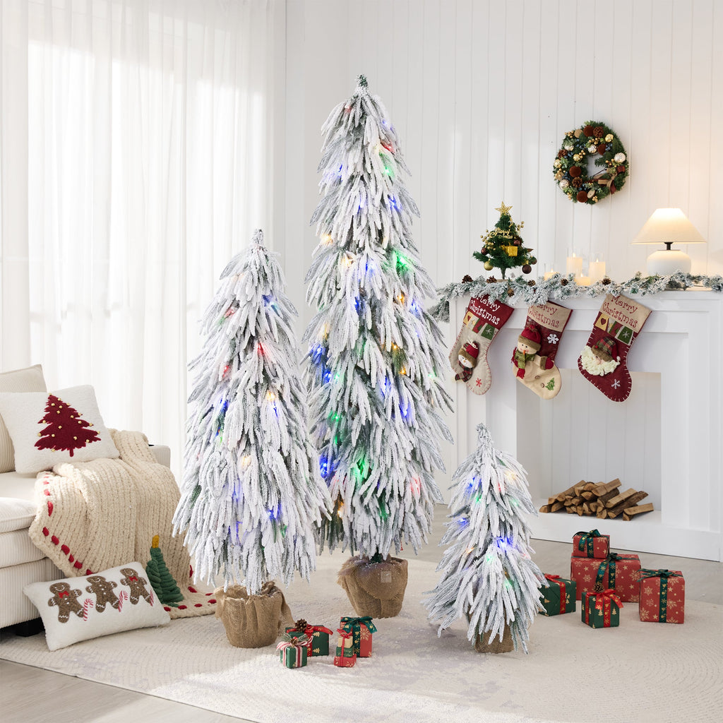 Pre – Lit Flocked Christmas Tree Set of 3