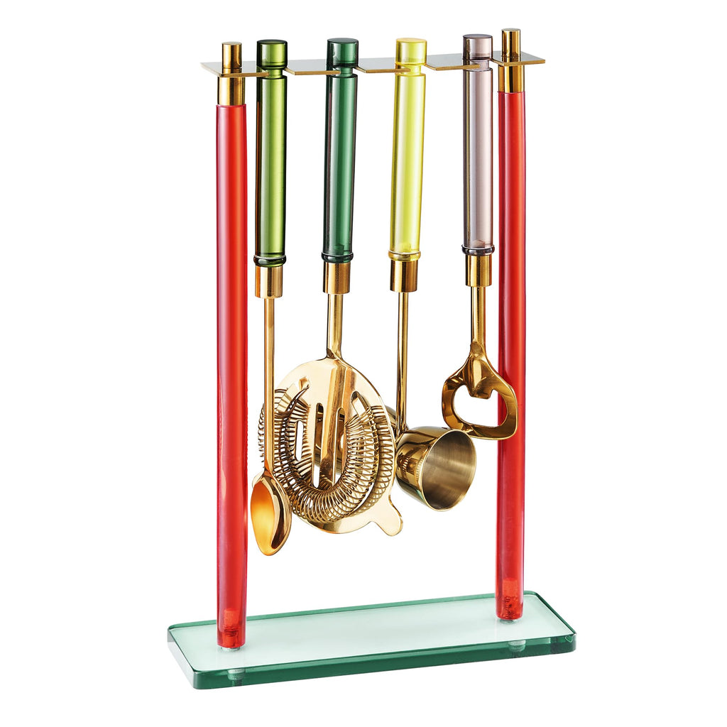 5 – PC Gold Bartender Kit with Stand & Color Handles