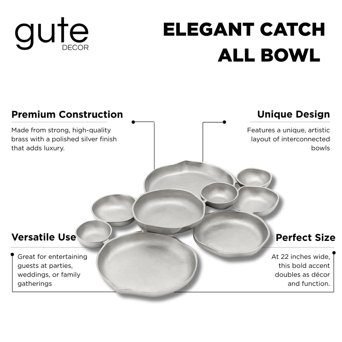 Cluster Decorative Bowls, Bright Silver Brass – Decoration