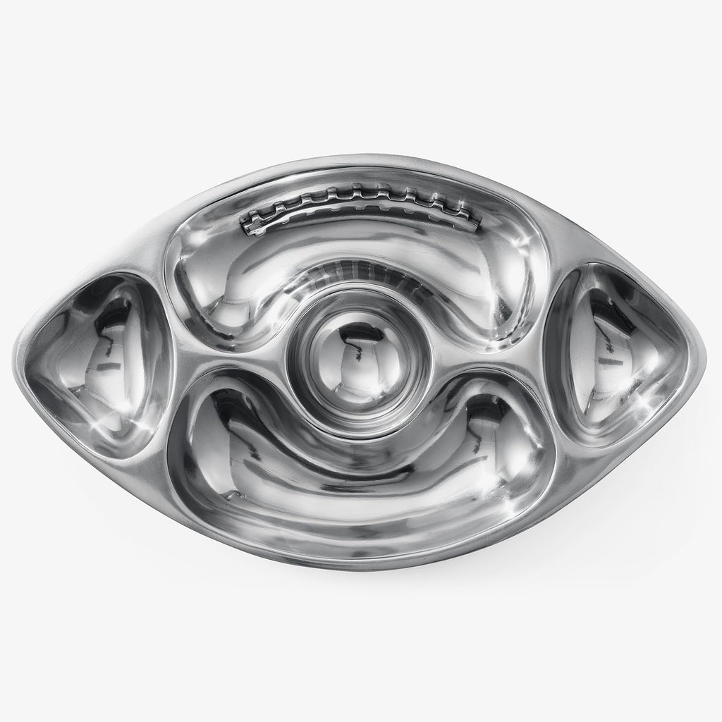Football Tailgate Superbowl Serving Bowl Silver Brass Snack
