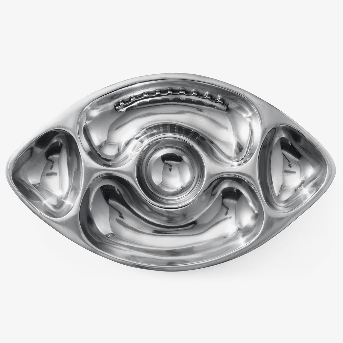 Football Tailgate Superbowl Serving Bowl Silver Brass Snack
