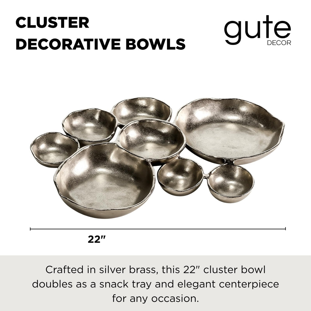 Cluster Decorative Bowls, Bright Silver Brass – Decoration, Snack Tray Bowl