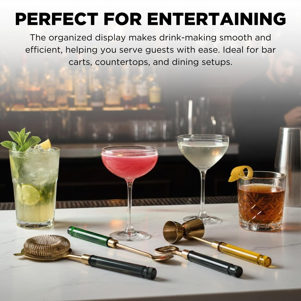 5 – PC Gold Bartender Kit with Stand & Color Handles