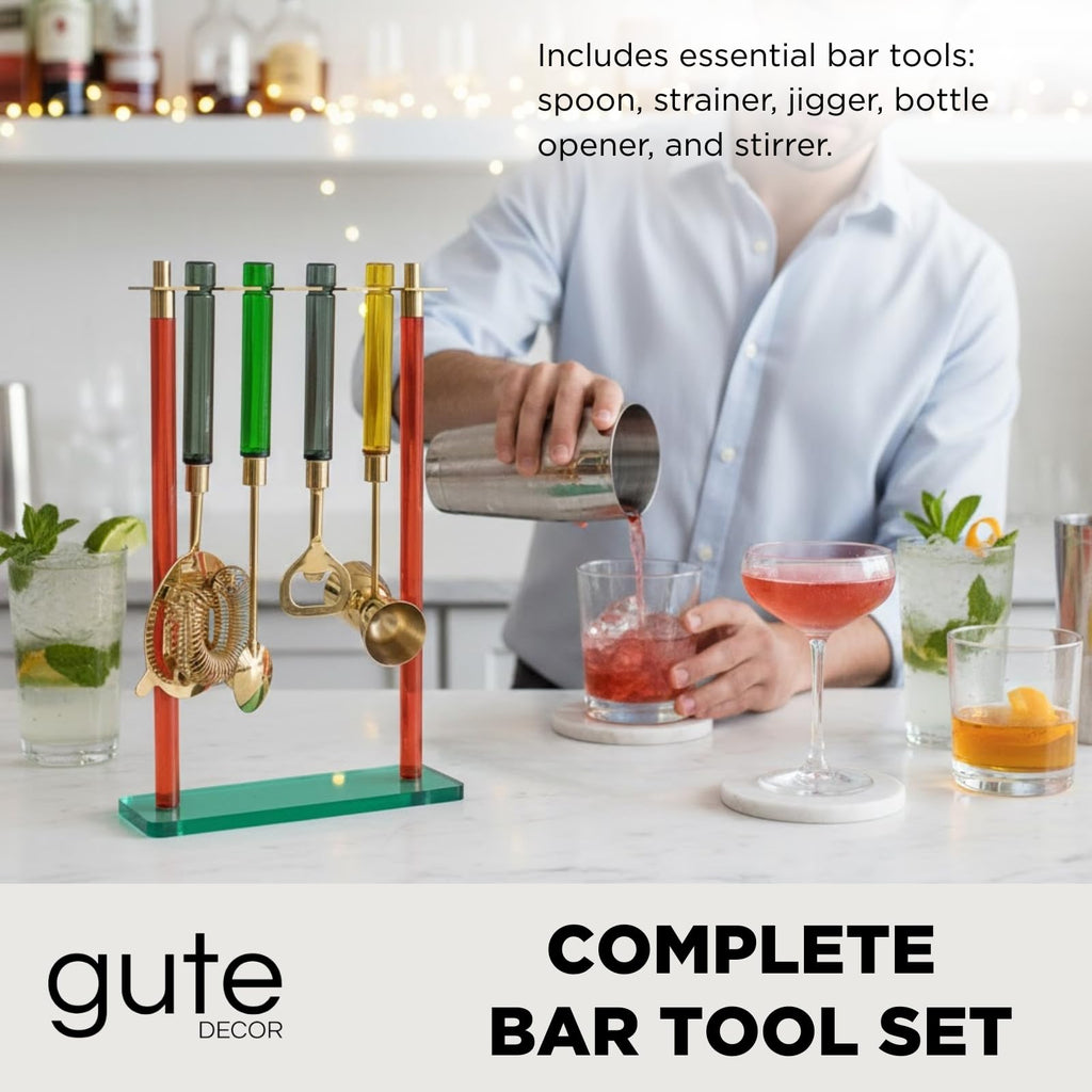 5 – PC Gold Bartender Kit with Stand & Color Handles
